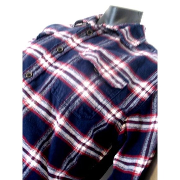 Jach's Vintage Men's Red Blue Plaid Flannel Cotton Long-Sleeve Top Shirt L. - Picture 7 of 12